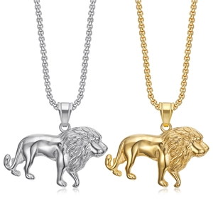 Hip Hop Löwenkopf Anhänger Halskette Titan Edelstahl Gold Silber Plattiert Tier Löwenkönig Relief Schmuck Für Herren Damen
