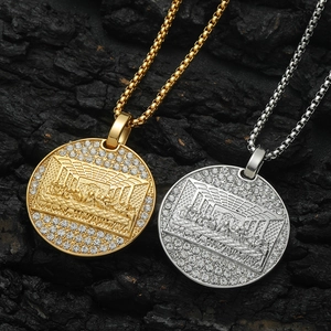 Gold and silver The Last Supper hiphop pendants with iced out rhinestones on rock base