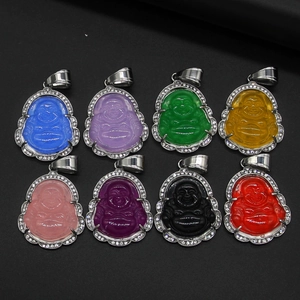 Collar con Colgante de Buda Maitreya de Acero Inoxidable con Strass para Mujer Estilo Étnico Simple Buda Cadena de Cuerda Joyería