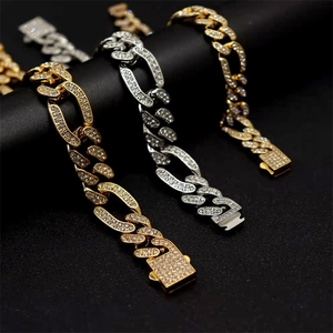 Iced out Cuban link chain necklace in gold and silver finish with sparkling zircons