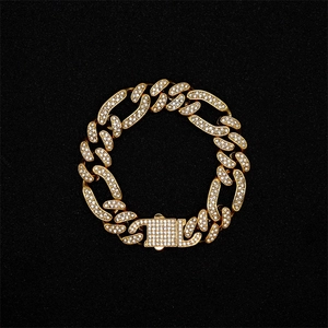 Hip-hop style gold-plated Cuban chain necklace with micro-paved sparkling crystals