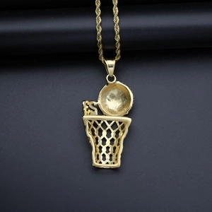 Hip-Hop vergoldete Titan-Basketball-Netz-Halskette mit robuster Seilkette