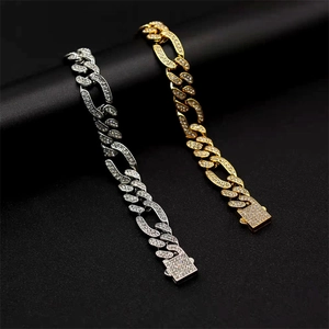 Hip Hop Iced Out Cuban Link Chain For Men Women Stainless Steel Rhinestone Necklace Bracelet Fashion Jewelry Accessory