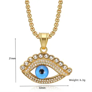 Détail du pendentif œil maléfique montrant les dimensions 32mm et poids 6,3g