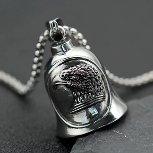 Vintage Punk Biker Stainless Steel Eagle Bell Pendant Necklace For Men Women Retro Domineering Animal Jewelry Gift