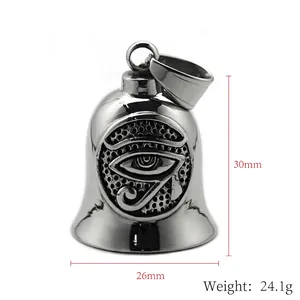 Retro stainless steel Eye of Horus bell pendant in silver finish for biker style