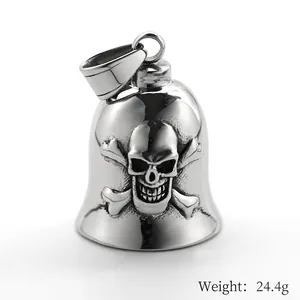 Vintage-Viking-Punk-Totenkopf-Glockenanhänger aus Edelstahl mit Maßen und Gewicht