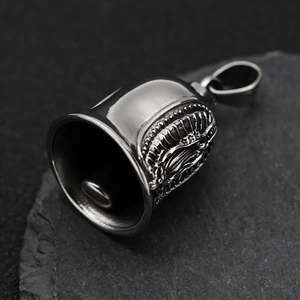 Retro stainless steel Virgin Mary motorcycle guardian bell pendant with relief details