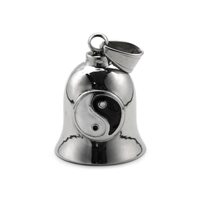 Polished stainless steel punk tai chi motorcycle bell pendant with yin yang design
