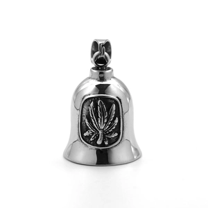 Vintage punk titanium steel maple leaf bell pendant with high polished silver finish