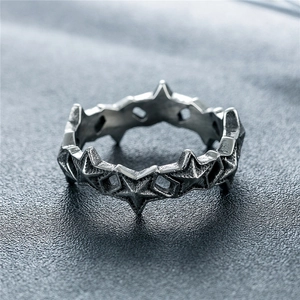 Punk style star shaped stainless steel ring with vintage brushed finish for men and women