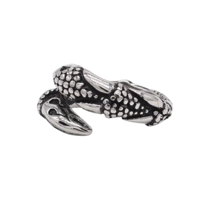 Anello artiglio di mostro gotico retrò in acciaio con texture a scaglie di drago