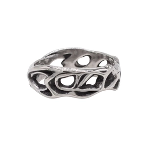 Bague vintage punk en acier inoxydable pour homme avec motif de flammes ajourées