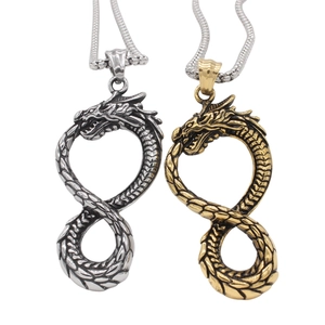 Vintage Dragon Pendant Only For Men Titanium Steel Infinite Symbol Ouroboros Pendant Retro Punk Jewelry Accessory Without Chain