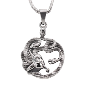 Vintage Medusa Head Pendant Titanium Steel Snake Circular Relief Hip Hop Jewelry Accessory Gothic Punk Style Gift Medusa