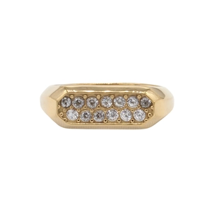 Minimalist hexagon gold ring with double rows of 14 sparkling white zircon stones