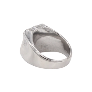 Retro Route 66 stainless steel ring with minimalist irregular wave silver texture