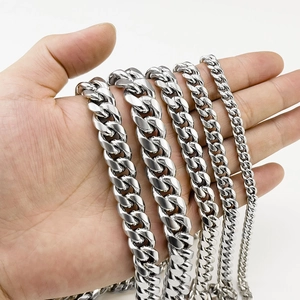 Polished Stainless Steel Cuban Link Chain Necklace Bracelet For Men Women Hip Hop 18K Gold Plated Thick Curb Chain Jewelry