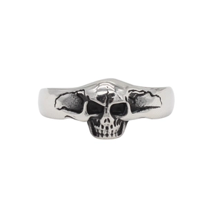 Vintage Gothic Skull Head Titanium Steel Ring For Men Women Punk Rock Biker Jewelry Distressed Silver Color Finger Ring