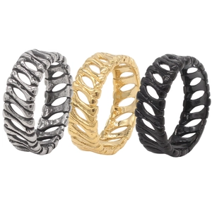 Gothic Stainless Steel Ribcage Bone Ring For Men Women Punk Hollow Skeleton Finger Ring Vintage Personality Jewelry Gift