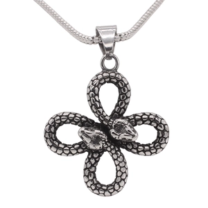 Retro 316L Stainless Steel Double Snake Cross Pendant For Men Women Gothic Intertwined Animal Pendant Only Without Chain