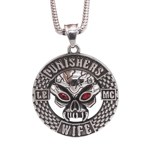 Pendentif Crâne en Acier Inoxydable 316 Vintage pour Hommes Punk Biker Médaillon Collier Pendentif Seul Yeux en Strass