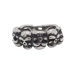 Bague tête de mort gothique punk pour hommes en acier inoxydable argenté antique