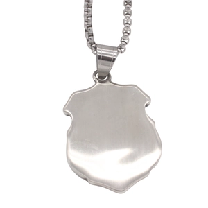 Men's vintage silver shield pendant necklace with stainless steel box chain accessory