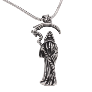 Retro Gothic Grim Reaper Scythe Pendant 316 Stainless Steel Necklaces For Men Punk Death Skull Jewelry Pendant Only