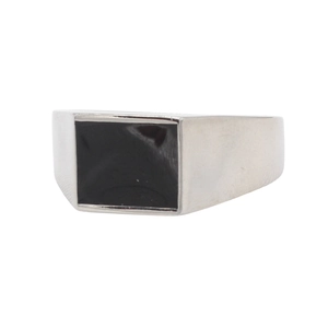 Minimalist 304 Stainless Steel Signet Ring For Men Gold Silver Black Rectangular Epoxy Enamel Finger Ring Fashion Jewelry