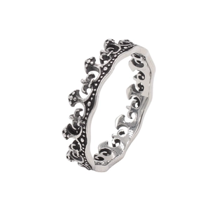 Bague en Acier Inoxydable Couronne Gothique Vintage Creuse Fleur de Lys pour Hommes Femmes Bijoux de Personnalité Cadeau