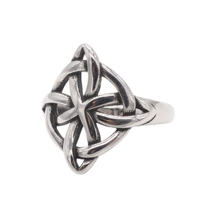Vintage Stainless Steel Celtic Knot Witch Knot Ring For Women Distressed Silver Finish Ethnic Protection Jewelry Finger Ring