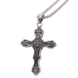 Vintage Gothic Cross Pendant For Men Stainless Steel Antique Silver Baroque Star Carved Pendant Only Without Chain