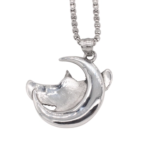 Vintage silver eagle hawk titanium steel pendant necklace with box chain for men