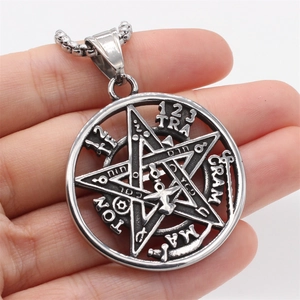 Ciondolo Pentacolo di Salomone in Acciaio Inossidabile Retrò Tetragrammaton Simbolo Mistico Solo Ciondolo Senza Catena per Uomo Donna