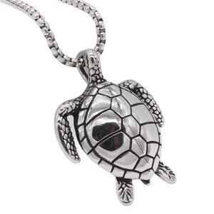 Halskette aus Titanstahl mit Schildkröten-Anhänger und langer Box-Kette für Damen und Herren