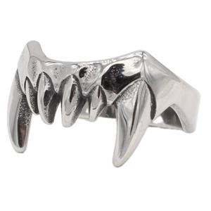 Bague en Acier Inoxydable à Crocs de Monstre Gothique pour Hommes Rétro Punk Dents de Vampire Bijoux de Personnalité Cadeau