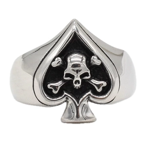 Vintage Spades Skull Men Ring Titanium Steel Gothic Punk Biker Finger Ring Individual Rock Style Jewelry Gift For Men