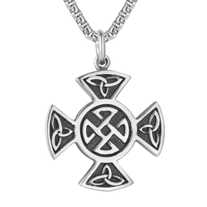 Vintage Viking Celtic Cross Pendant Only Stainless Steel Distressed Retro Knot Necklace Charm For Men Fashion Jewelry