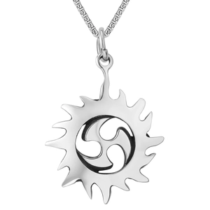 Vintage Titanium Steel Sun Mitsudomoe Pendant Only Retro Polished Geometric Necklace Accessory For Men Personalized Jewelry