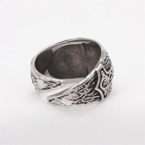 Vintage Viking Celtic knot embossed stainless steel adjustable open ring for men