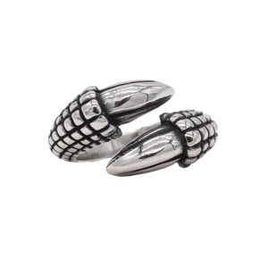 Retro stainless steel claw ring for men featuring an industrial cross design and silver finish