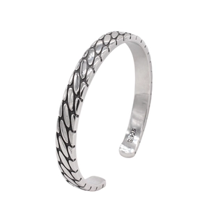 Vintage Men Cuff Bracelet Retro Scale Texture Open Bangle Punk Hip Hop Jewelry Gift For Men