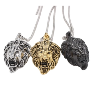 Retro Roaring Lion Head Pendant Only For Men Stainless Steel Jewelry Without Chain Hip Hop Punk Lion Neck Jewelry Pendant