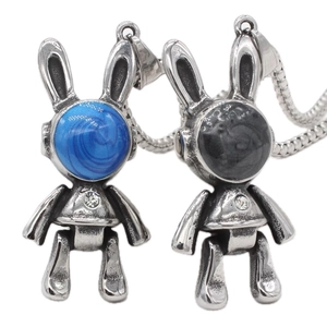 Pendentif Lapin Mécanique Rétro Acier Titane Seul Sans Chaîne Style Cyberpunk Strass Incrusté Bijoux Forme Animale Cadeau Unisexe
