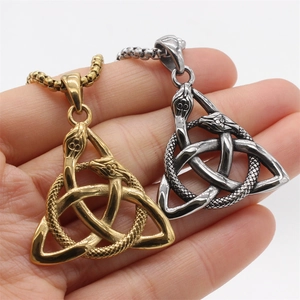 Pendentif vintage en acier inoxydable avec nœud de serpent en or et argent pour homme