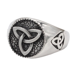 Men's Vintage Viking Stainless Steel Ring Celtic Knot Triquetra Design Silver Color Retro Punk Band Ring Fashion Jewelry For Men