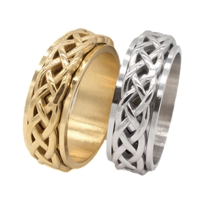 Vintage Celtic Knot Spinner Ring Titanium Steel Men Women Braided Texture Rotatable Stress Relief Fashion Jewelry Band Gift