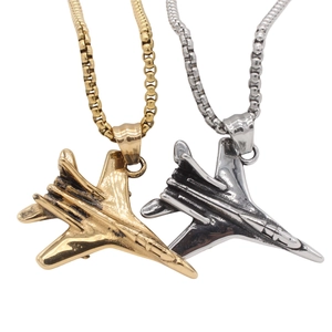 Vintage Titanium Steel Fighter Jet Pendant For Men Retro Aircraft Jewelry Pendant Only Without Chain Mens Gift Accessory