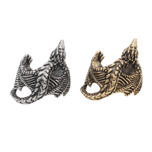 Vintage gothic dinosaur bone skeleton rings in silver and bronze finish for men